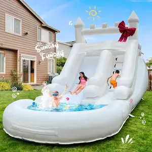 21ft Grade White Inflatable Water Slide Pool With Blower Playground Outdoor For Kids Adult Summer Water Play Commercial Rental Equipment