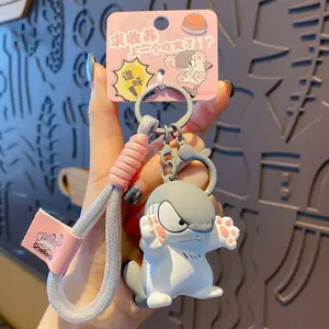 Fashionable Trendy Small Shark Cat Keychain Cartoon Exquisite Schoolbag Pendant Cute Injection Molded Doll Car Key Ring Female