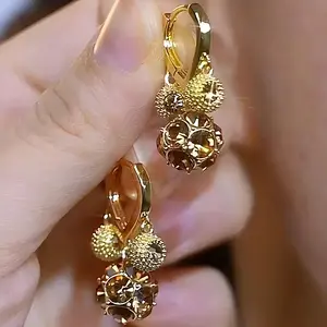LisiZen Durian Hoop Earrings 14K Gold Plated Unique Fruit Inspired Earrings Sparkling Rhinestone Statement Jewelry, Trendy Hoop Earrings for Women Gift DZEH3307