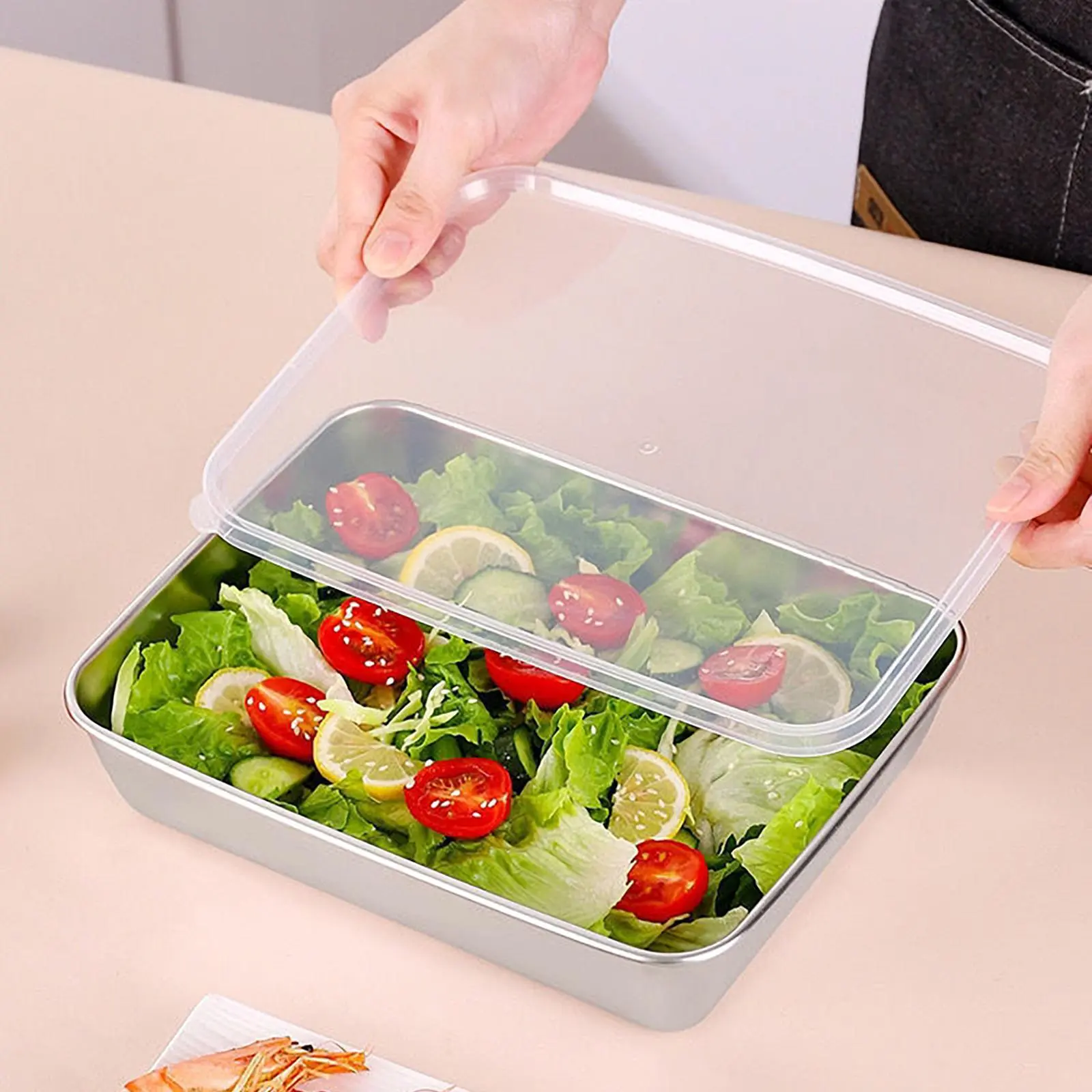 3-Pack Large Stainless Steel Leakproof Food Containers, Rectangular Leak-Proof Design, Airtight Kitchen Storage Boxes, Dishwasher Safe