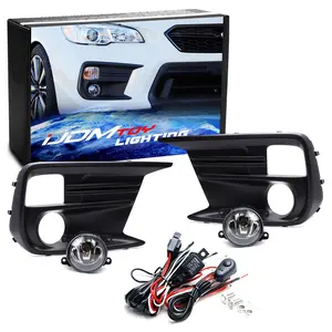 iJDMTOY Complete Set Clear Lens Halogen Fog Light Kit w/Foglamp Bezel Covers, Wiring Harness On-Off Switch for 2018-2021 Subaru WRX