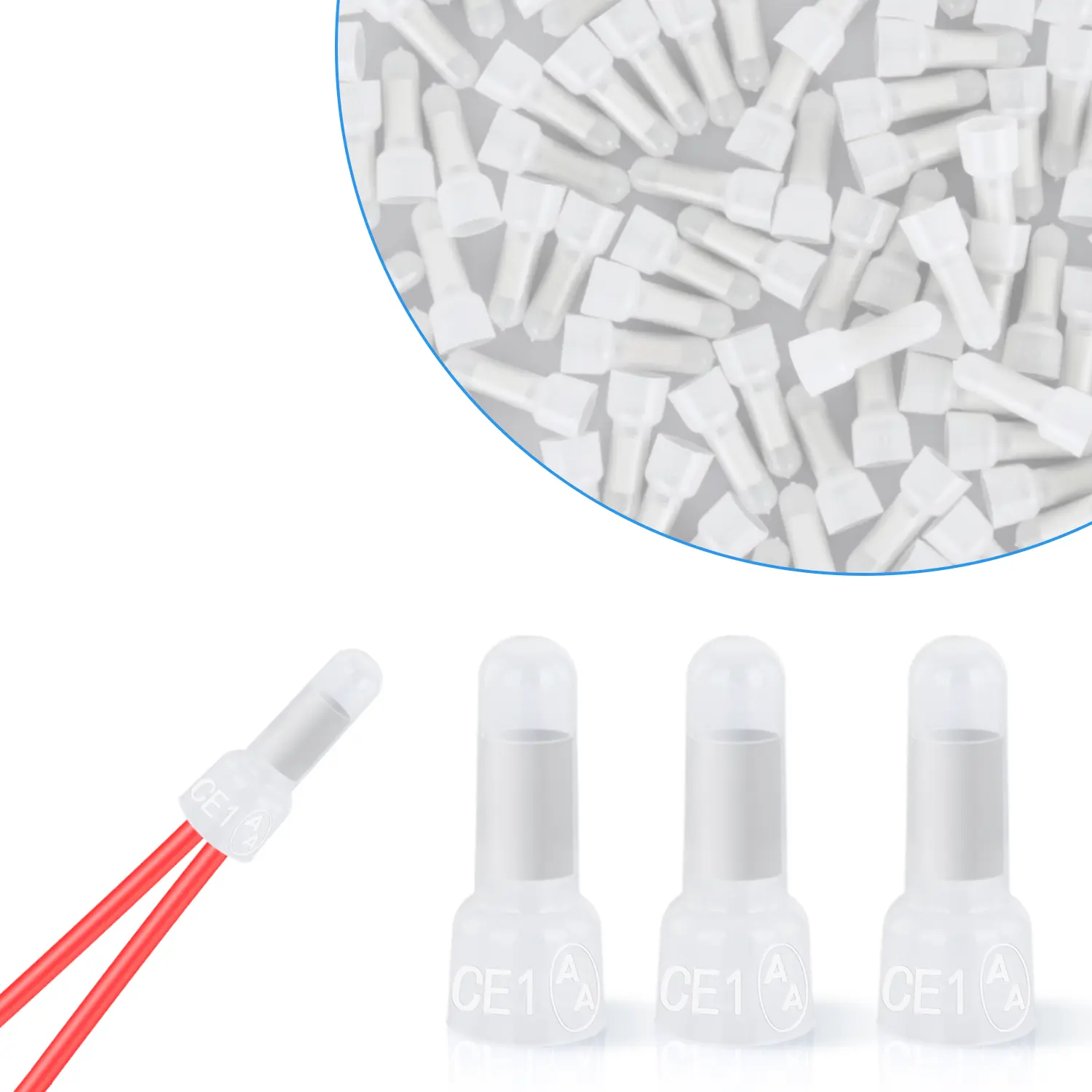 Nilight 300PCS CE1 Series Nylon Shell Closed End Crimp Terminals, 22-16 Gauge Corrosion Resistant Wire Connectors with Pliers for Automotive Cars, Marine Vehicles Electrical Wiring