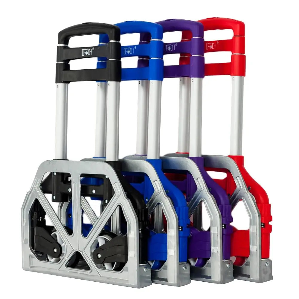FCH Folding Hand Truck Aluminum Portable Folding Hand Cart 155lbs Capacity Hand Cart and Dolly Ideal for Home, Auto, Office,Travel Use,Blue