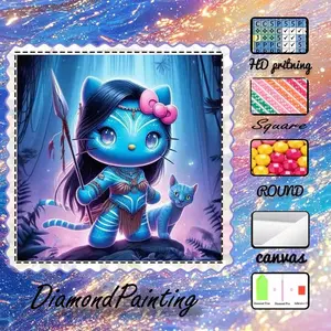 5D-DIY, high-quality velvet canvas, diamond art, diamond painting kit, cute cats, fantasy style. AB diamonds, fairy dust diamonds, crystal diamonds, perfect home decor, handmade diamond art painting kit, special craft diamond art kit, Diamond Art Tools