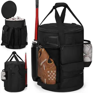 Baseball Bucket Bag,  Style Softball Bucket Cover for 6 Gallon Bucket, Coaching Accessories Organizer with Multiple Pockets for Bat, Gloves, Scoreboard
