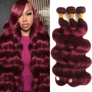 99J Dark Red Body Wave Human Hair Bundles 20 30 Inch 14A Brazilian Virgin Hair Extension Weave Human Hair Raw Bundles For Women