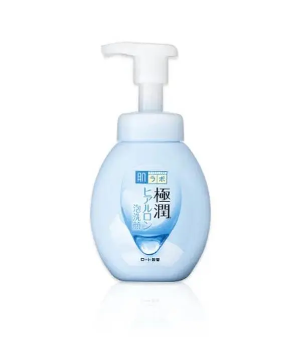 Rohto Hada Labo Gokujyun Hyaluronic Acid Gentle Foam-Based Facial Cleanser, 160 ml Mousse Face Wash for Dry Skin, Moisturizing Skincare Product