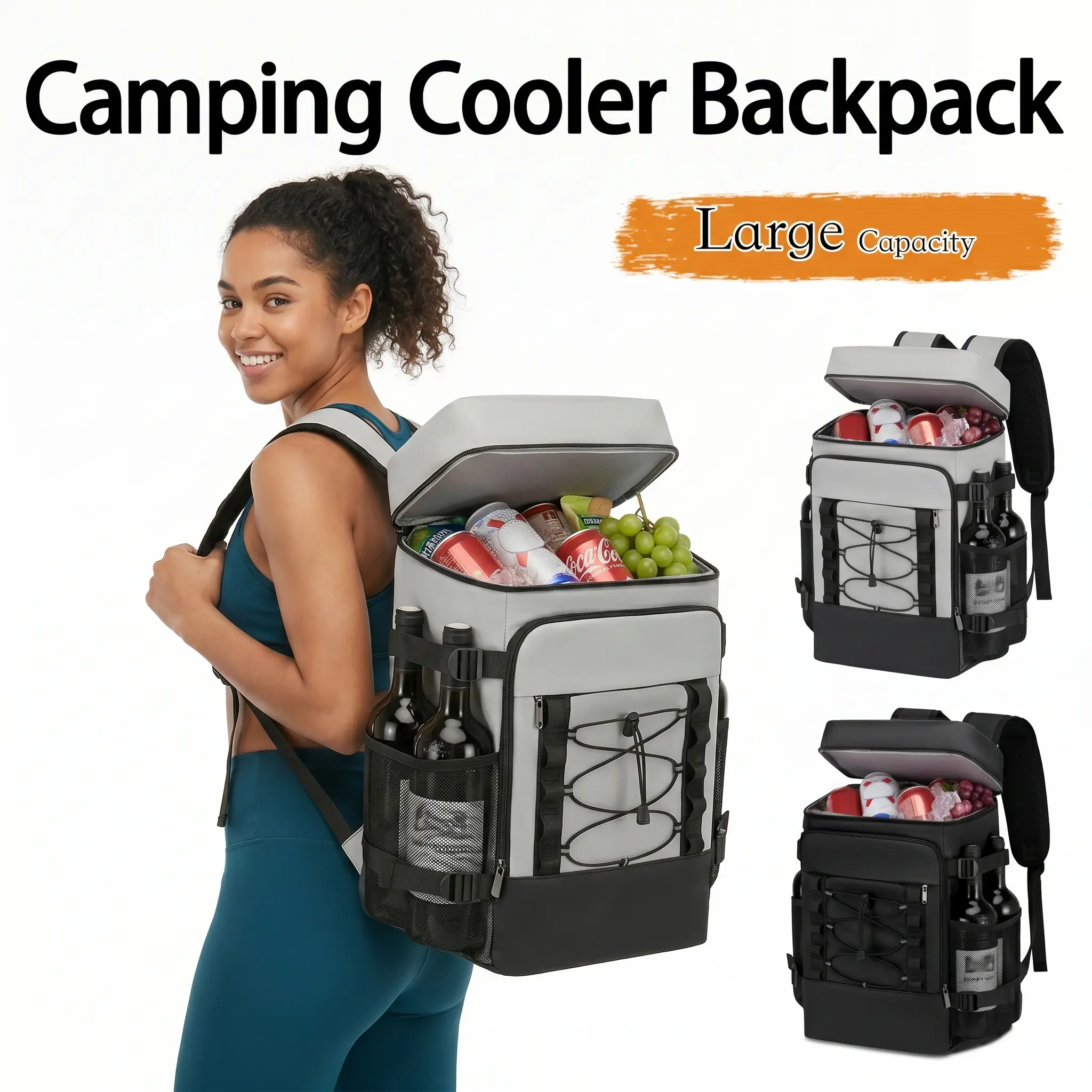 Insulated Cooler Backpack Leak-Proof 40 Cans Large Capacity for Picnic Camping Waterproof Insulated Backpack Cooler Bag for Men Women, Leakproof 12H Cooling, 40 Cans Large Capacity Cooler Backpack - Leak-Proof Insulated for Camping, Beach, Picnic,