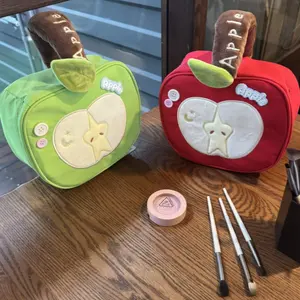 Cute Apple Storage Bag, Soft Touch, Multifunctional Handheld Organizer, Large Capacity, Multiple Compartments, Practical Design, Handheld Cosmetic Pouch, Makeup Storage Bag, Makeup Bags