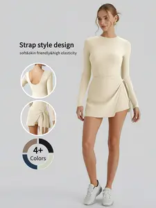 Women's Solid Color High Neck Tennis Dress with Built-in Shorts Nylon Spandex Athletic for Running Fitness Outdoor Sport Machine Washable Activewear