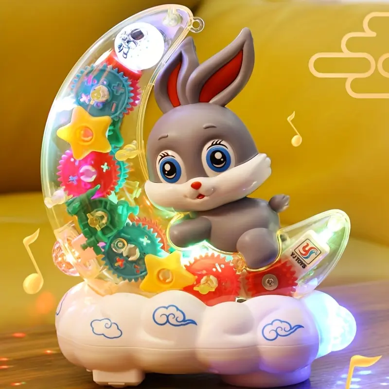 Singing Moon Rabbit, Electric Toy Robot, Omnidirectional Transparent Gear, Sound and Light Automatic Obstacle Avoidance, Educational Toy for Children, Christmas Gift, Batteries Not Included.