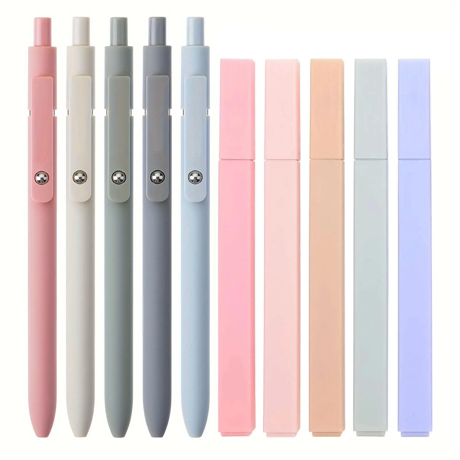 Gel Pen & Highlighter Pen Set, including 5 Morandi Color Bible Highlighters & 5 Black Ink Gel Pens, Office School Supplies, Writing Pens, Writing Tools, Stationery Office Supplies