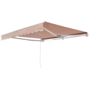 Manual Retractable Awning, 13 x 8 ft Outdoor Patio Awning Retractable Sun Shade, Water-Resistant Polyester Patio Door Window Awning Sunshade Shelter with Crank Handle for Backyard, Balcony
