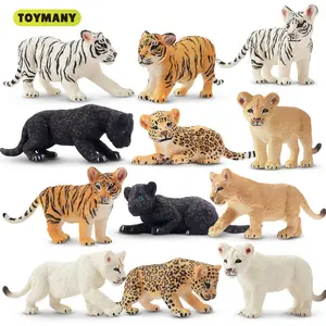 TOYMANY 12-Piece High-Emulation Colored Plastic Character Miniature Manipulatable Animal Figure Set, PVC Safari Zoo Collectibles (Lions, Tigers, Leopards), Kids Age 3+ Toys, Easter Egg Cake Toppers, Christmas Gift, Character Miniature Animals, Colored Pla