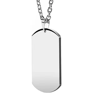 Mens High Polishing Stainless Steel  Tag Pendant Necklace 22+2 Inch Link Chain