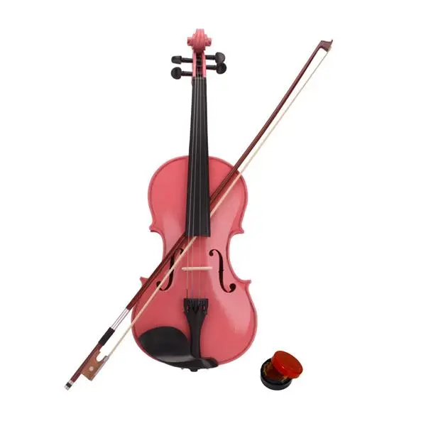 1/4 Size Acoustic Violin Kit - Basswood Body, Pastel Pink Finish, Includes Case, Bow, Violin Rosin - Ideal for Tiny Beginner Players