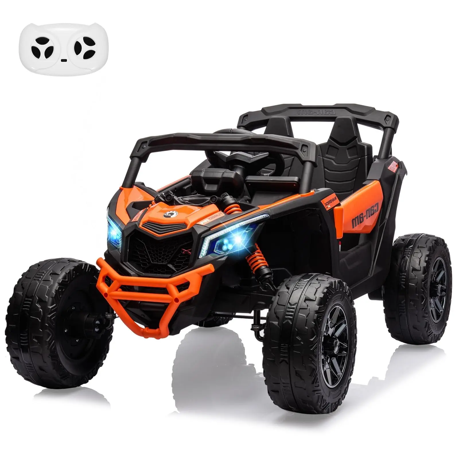 GARVEE 12V Can-Am Ride-On UTV for Adventurous Fun: Remote Control, Spacious Seat, Music, LED Lights, and Spring Suspension - Perfect for Outdoor Playtime in Orange!