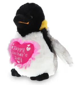 DOLLIBU 7-Inch Polyester Embroidered Heart Plush Emperor Penguin, Super Soft Stuffed Toy, Ideal Mothers Day Gift for Gifting Occasions