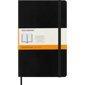 "Moleskine Classic Notebook, Soft Cover, Large (5"" x 825"") Ruled/Lined, Black, 192 pages" (S07162)