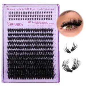 Yawamica Cluster Eyelash Extensions Fluffier Lash Clusters with Bottom Lashes 200D Volume Individual Lashes 315pcs Wispy Eyelash Clusters 10-20mm DIY Lash Extension at Home