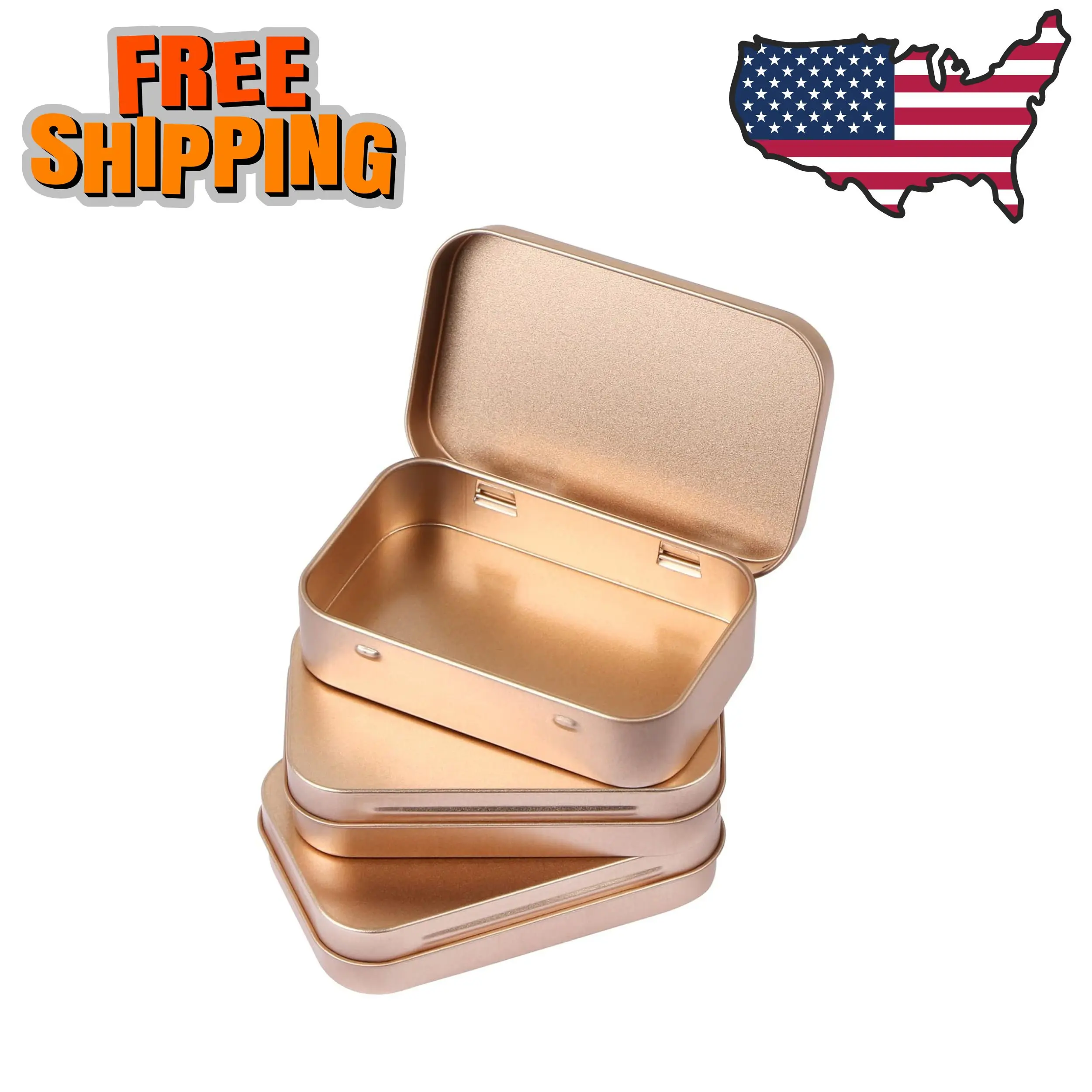 3 Pack Metal Rectangular Hinged Tins Box