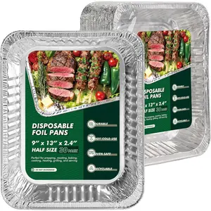 9x13  Foil Pans 30 Pack, Disposable Half Size Deep Steam Foil Pans for Cooking, Roasting Turkey, Baking, Meal Prep, Parties &  Prepping - Thanksgiving, Christmas, Parties, Catering