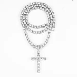 Cross Nacklace for Men & Women, 2024 Trendy Iced Out Charm Necklace, Punk Accessories for Gift Without Box