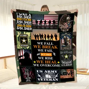 【Memorial Day】US Army Veteran Military Blanket Patriotic, Warm, and Soft Fleece Throw Gift for Veterans, Soldiers & Proud Military Families for Veterans Memorial Independence Armed Forces Day