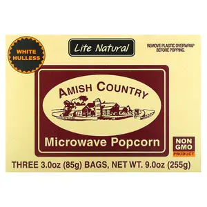 Amish Country Popcorn Microwave Popcorn, Lite Natural, 3 Bags, 3 oz (85 g) Each