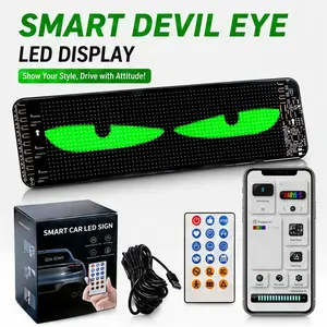 QIFOR Devil Eyes Light for Cars 1 Pack, 13.7in*4.01inDynamic Eye Lights Programmable LED Eyes for Car Truck,Ultra-Thin Flexible Windshield Eyes Animated LED DisplayScreen, Remote & APP Contro