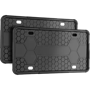 2Pack  Premium Matte Black Silicone License Plate Frames - Universal Car License Plate Holder Brackets with Rust-Proof, Weather-Sealed, Rattle-Free Design for Drivers