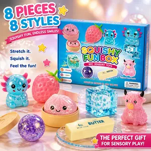 8-Piece Set Mystery Squishy Box, Blind Box Malt Sugar Stress Relief Fidget Toys, Sensory Bundle, Creative Slow-Return Squishy, Party Gift, 8 Different Styles