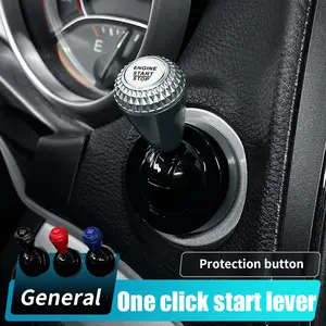 Car Push Start Button Cover, Engine Start Stop Button Cover, Metal Joystick Car Accessories Interior