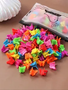Mini Hair Clips Set, 20-50pcs Random Colors Flower Butterfly Design, Cute Sweet Style for Girls, All Seasons Accessory Kit, Super Cute Clips