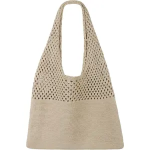 Crochet Mesh Beach Tote Bag, Knit Summer Vacation Aesthetic Boho Tote Bag for Women