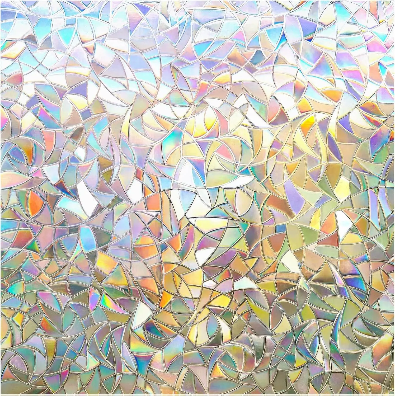 Window Privacy Film Rainbow Film Decorative Window Sticker, 3D Static Stained Glass Cling Tint for Home Heat Control Non-Adhesive, 17.5 x 78.7 inches Decoration Christmas
