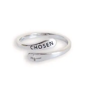 Always Blessed Chosen Sterling Silver Cross Ring | Christian Fashion | Rings For Women | Christian Jewelry For Women | Chosen | Christian Ring | Christian Gifts | Jewelry For Women | Unique Christian Jewelry | One Size Fits All