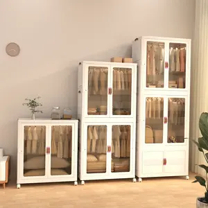 TikTok Viral Storage Cabinet with Wheels – Foldable Stackable Organizer Bins with Magnetic Doors, Space Saving for Small Spaces