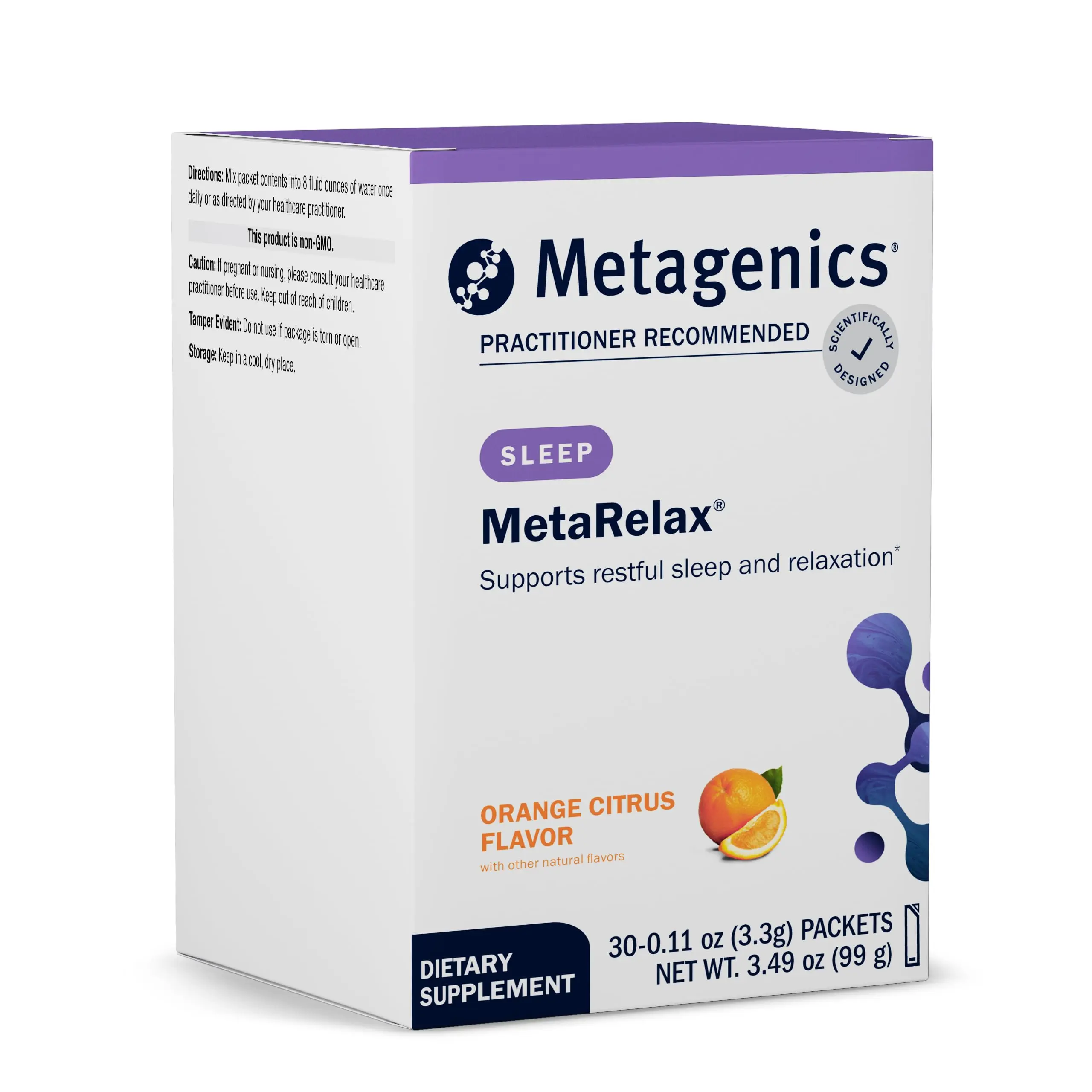 Metagenics MetaRelax - Magnesium Powder for Restful Sleep, Relaxation & Positive Mood* - with B-Vitamins, Taurine & GABA - Orange Citrus Flavor - Non-GMO, Gluten-Free, Vegetarian - 30 Servings