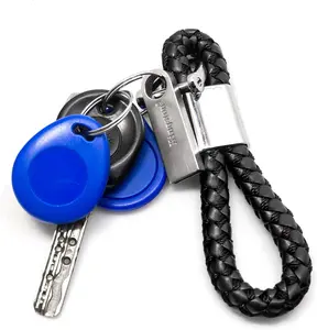 x xotic tech Auto PU Leather Braided Strap Keychain,Keychain Accessories w/Metal Key Ring,Present Gift for Man and Woman for Most Keys (Black)