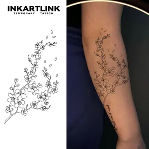 INKARTLINK Tattoo Tech, 2 Sheets Semi-Permanent Temporary Tattoos ,Plum blossom 1,Adult Art Design,Lasts 1-2 Weeks, Waterproof, Realistic Look, No Adhesive, No Reflection,For Man And Woman,Ideal for Swimming, Party