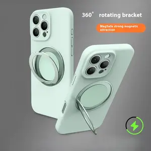 360 °   Rotating Bracket Liquid Silicone Protective Case, 7 Colors Available- Compatible with iPhone 17/16/15/14/13/12 Pro Max Plus Magnetic Charging Universal Phone Protective Case