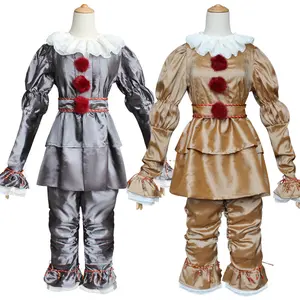 Pennywise Inspired Clown Cosplay Costume for Adult Men, Classic Horror Scary Clown Outfit Full Set with Top Pants Accessories, Perfect for Halloween Party Cosplay Events and Theme Carnival Dress Up
