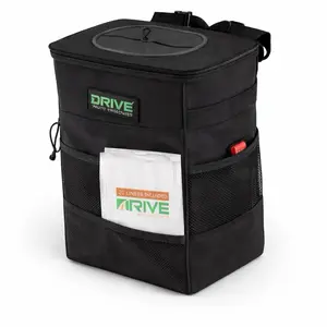 Drive Car Console Organizer, Car Backseat Storage Bag - Foldable Compact Collapsible Bin with Self-Closing Lid, Adjustable Strap, Leakproof Odor-Proof Waterproof Interior, 20 Disposable Liners for Daily Driving, Road Trips, Car Backseat Organizer outdoorf