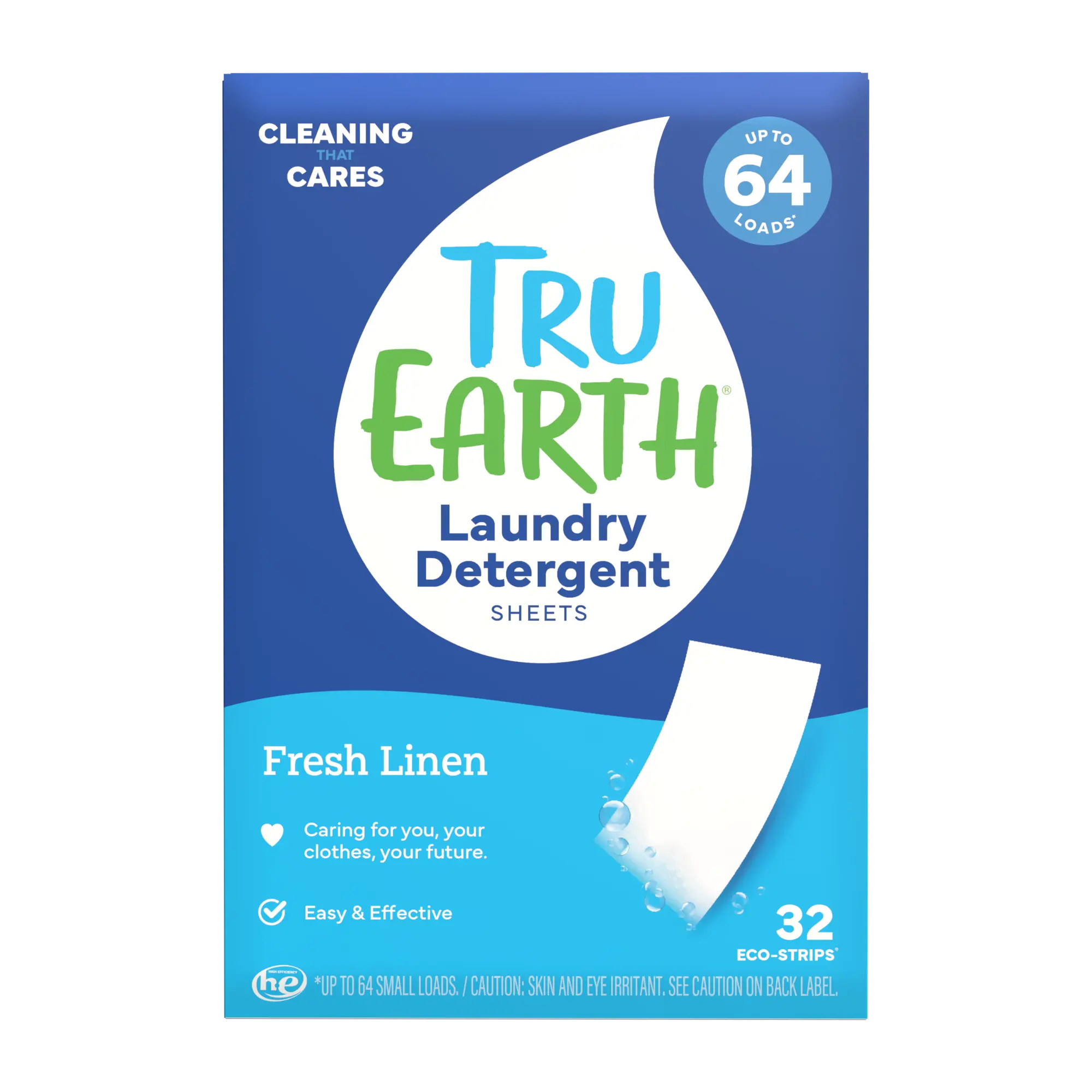 Tru Earth Fresh Linen Laundry Detergent Sheets - Paraben-Free, Phosphate-Free, Vegan, No Plastic Jugs