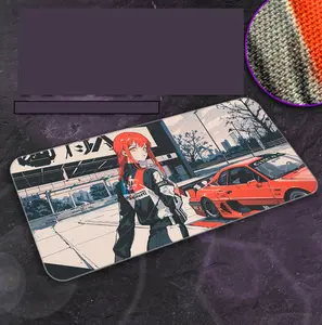 Retro Makima 90s Cars Chainsaw Man Desk Mat Anime Playmat, TCG Gaming Pad, MTG Desk Mat, Gamer Gift, Desk Accessory