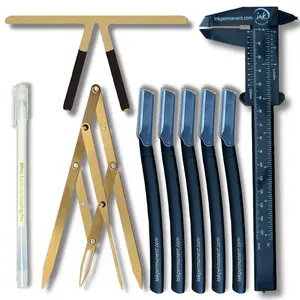 ProBrow Eyebrow Mapping Kit For Microblading and Brow Shaping - 9 Piece Set With Golden Ratio Caliper, Double Scale Vernier, and 5 Razors