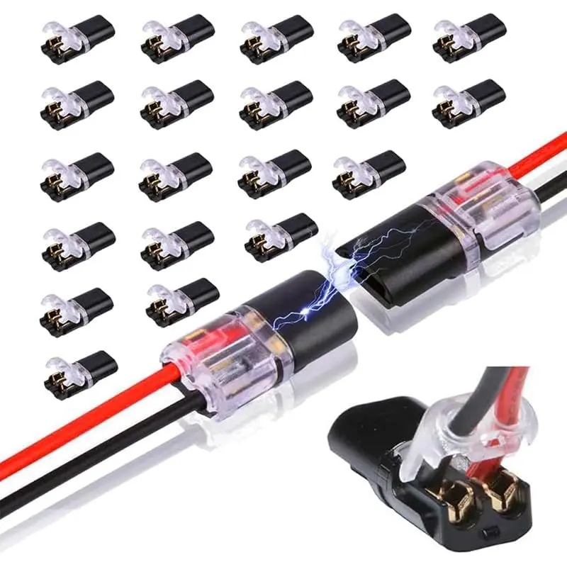 Double-Wire Plug-in Connector Led Light Strip Connectors 2 Pin, Led Strip Lights Connectors Low Voltage Wire Connector with Locking Buckle, Fast Connect Plugs Led Connectors for Strip Lights