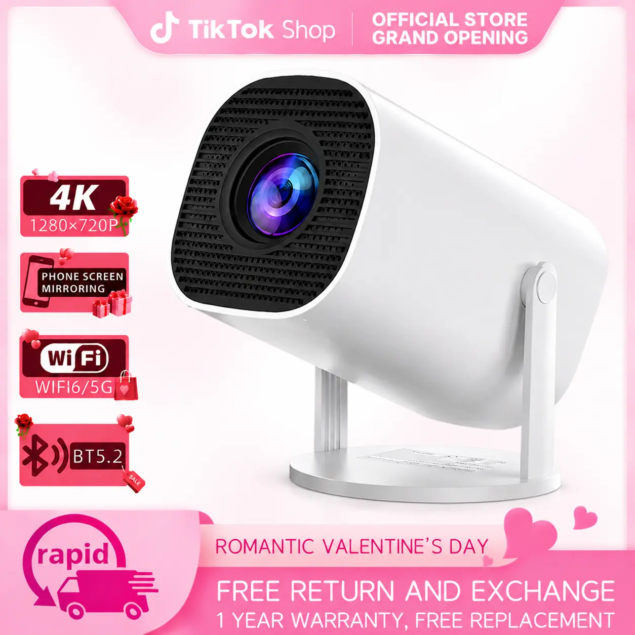Smart Projector 350ANSI Android 13 4K Decode | Auto Keystone Wireless BT5.2 | Compact Gift for Family Movie Night | DealsForYou