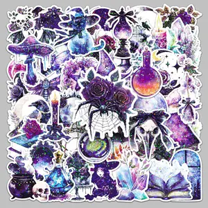 50pcs Laser Magic Witch Series Stickers, Decal Sticker, Car Decals, Suitable for Faith Based Designs Such As Scrapbooks, Diaries, Laptops, Water Bottles, Cars, Etc., As Gifts with Positive Information